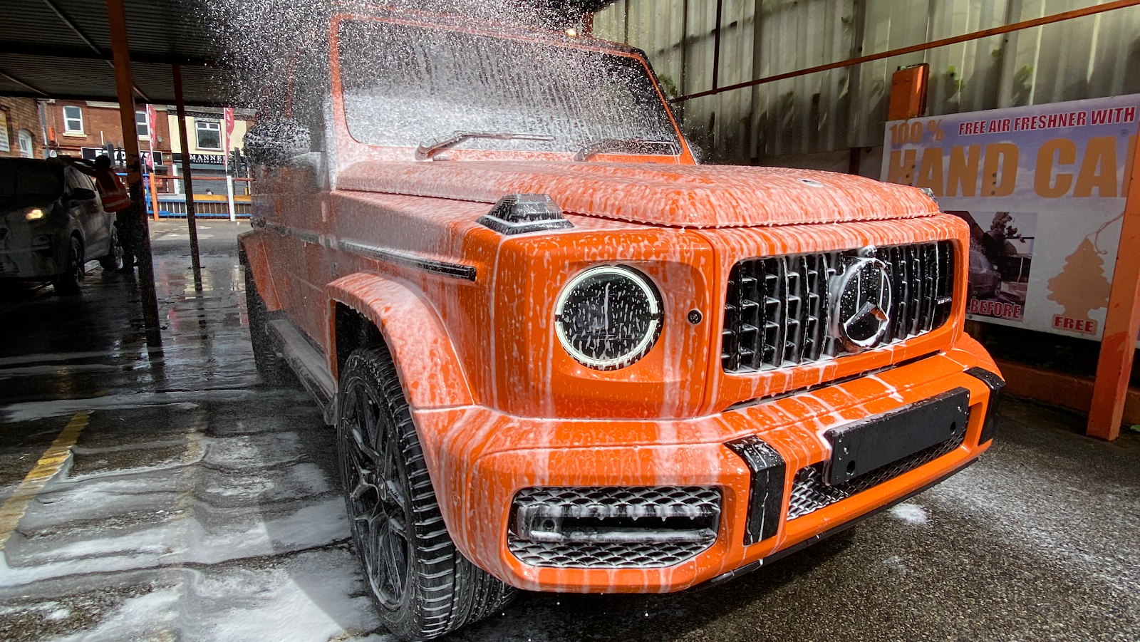 Work in progress on the forecourt at Orange Valeting Services